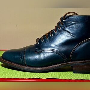 Indigo Full Grain Leather Cap Toe Boots Size 10 (Horween Leather)